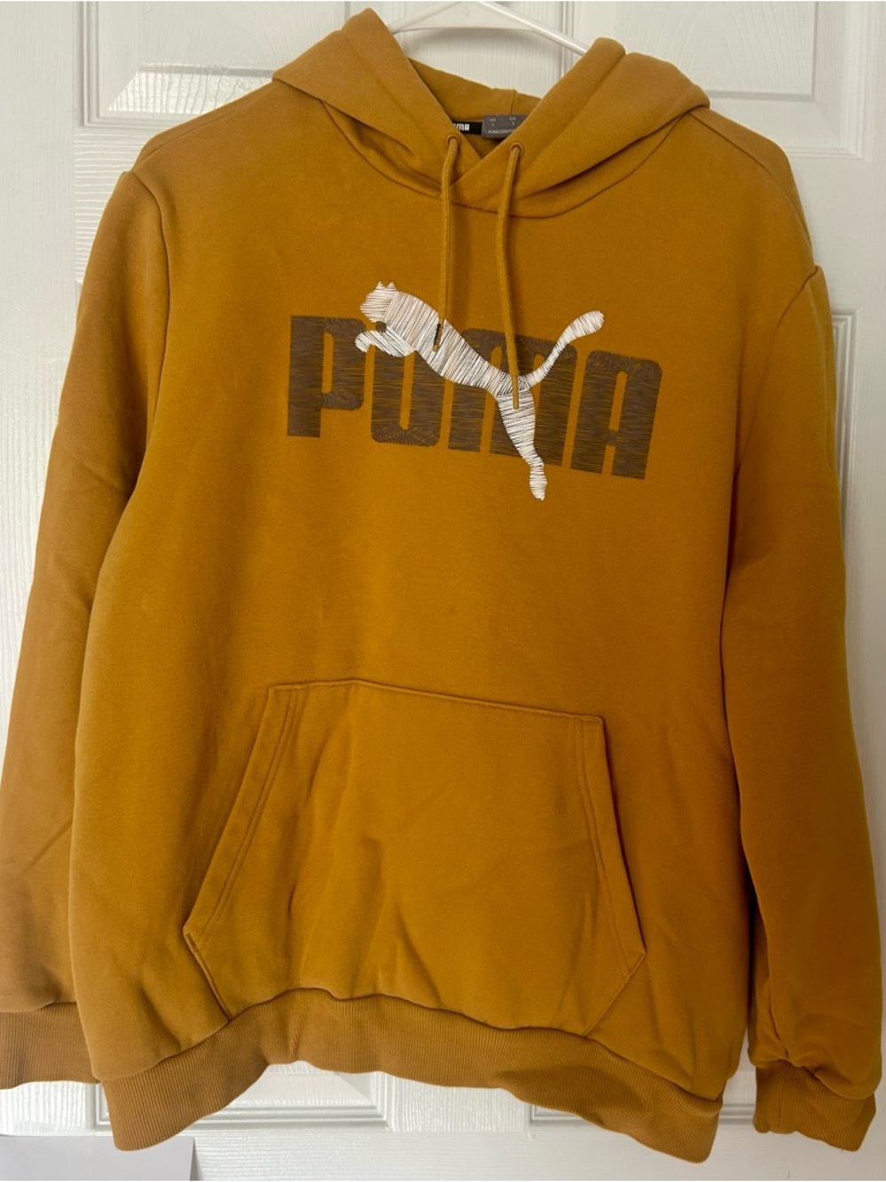 Puma Mustard Yellow Hooded Sweatshirt with White Logo